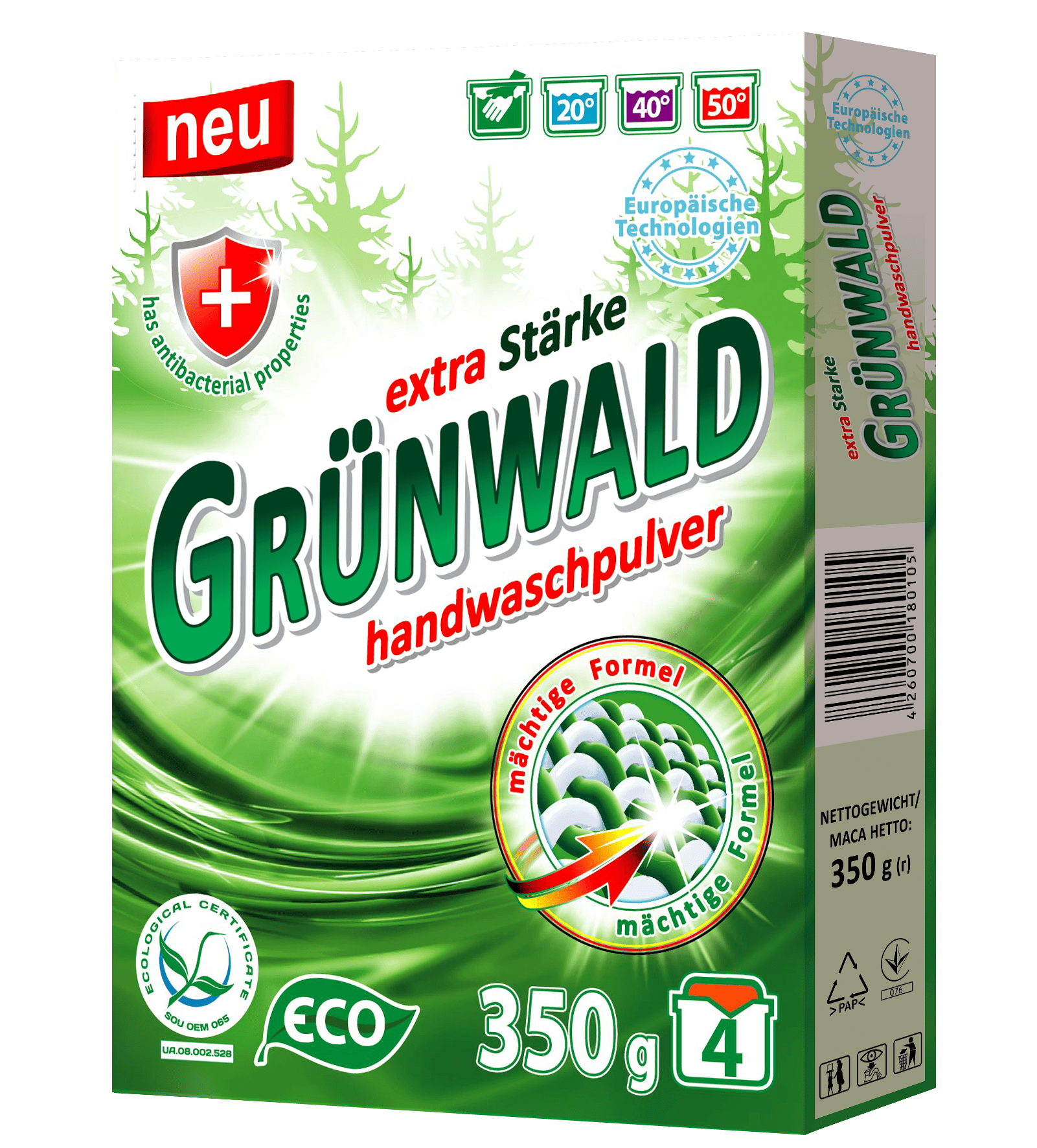 Порошок пральний для ручного прання ТМ GRÜNWALD Гірська Свіжість 350 г